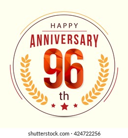 96 Years Anniversary with Low Poly Design and Laurel Ornaments