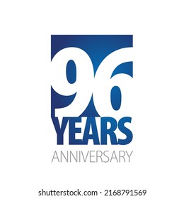 96 Años Aniversario número de espacio negativo símbolo del logo blanco azul