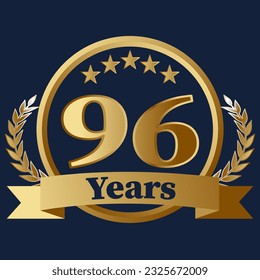 96 Years Anniversary on gold with stars and laurels