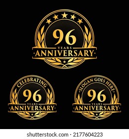 Se cumplen 96 años. 96ª colección de logo de la celebración. Vector e ilustración. 
