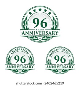 96 Jahre Jubiläum. 96. Kollektion des gefeierten Logos. Vektorgrafik und Illustration. 