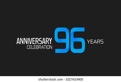 96 years anniversary simple design with blue and white color for celebration event