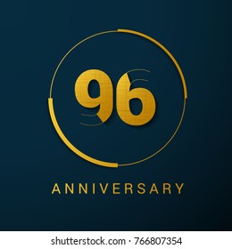 96 Years Anniversary Vector Logo Design Isolated on Dark Background
