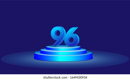 96 Years Anniversary Vector Template Design Illustration. Blue 3d Numbers with podium stage for celebration
