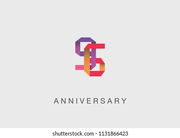 96 Years colorful Anniversary design with overlapping font number, isolated on white background