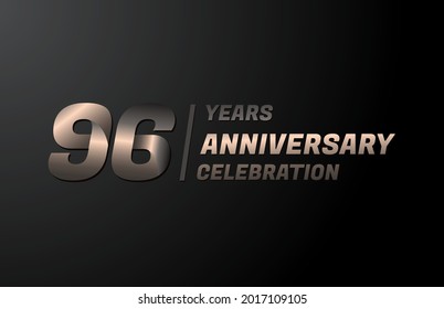 96 years gold anniversary celebration logotype, anniversary banner vector, isolated on black background