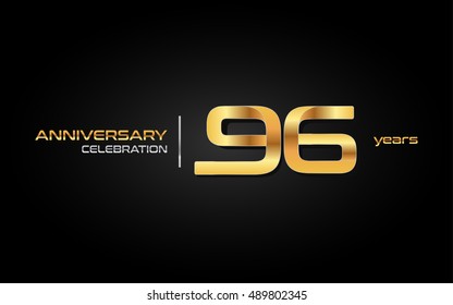 96 years gold anniversary celebration logo, isolated on dark background