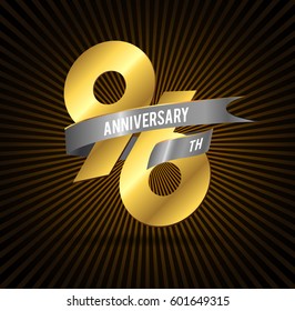 96 Years golden Anniversary Celebration Design. vector logo template