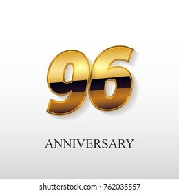 96 Years Golden Anniversary Vector Logo Design Isolated on White Background