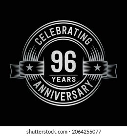 plantilla de diseño de logotipo de 96 años. Vector e ilustración del 96º aniversario.
