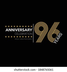 96 years old celebrating logo. happy anniversary 96th. Greetings celebrates.
