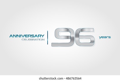 96 years silver anniversary celebration logo, isolated on dark white background