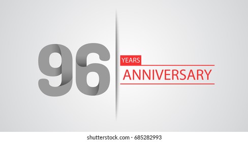 96 Years simple anniversary celebration logo, anniversary for celebration, birthday, wedding and party. Vector design isolated on white background