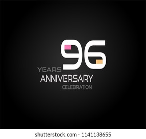 96 years simple black background with elegance white anniversary and orange, pink color accent