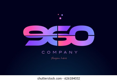 960 pink blue purple number digit numeral dots creative company logo vector icon design template