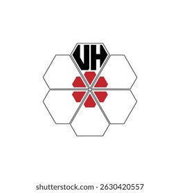 961 diamond shape alphabet letter pentagon geometric educational learning flower logo U H