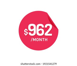 $962 Mes de Dólar. 962 USD Pegatina mensual