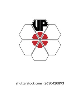 964 diamond shape alphabet letter pentagon geometric educational learning flower logo U P