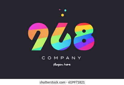 968 creative color green orange blue magenta pink number digit company logo vector icon spectrum