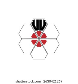 968 diamond shape alphabet letter pentagon geometric educational learning flower logo U U