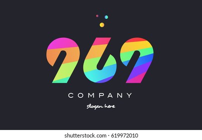 969 creative color green orange blue magenta pink number digit company logo vector icon spectrum