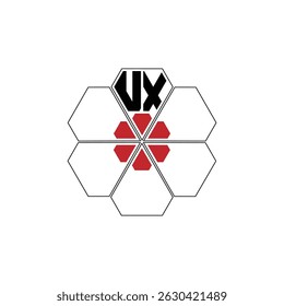 969 diamond shape alphabet letter pentagon geometric educational learning flower logo U X