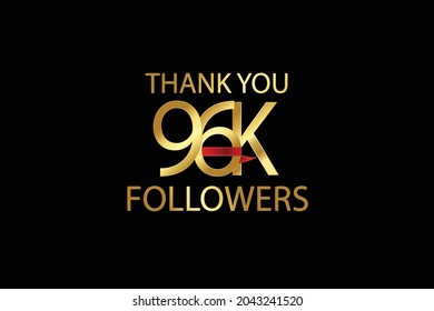 96K, 96.000 Followers Thank You anniversary Red logo with Tosca ribbon. For Social Medias - Vector	