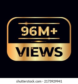 El 96M mira el diseño de la celebración. 96 millones de Views Vector.views sticker para amigos o seguidores de redes sociales, como