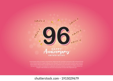 96th anniversary background with 3D number illustration