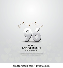 96th anniversary background with 3D number illustration