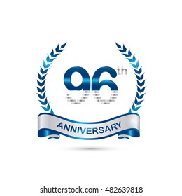 96th anniversary blue and silver colored with wreath and ribbon