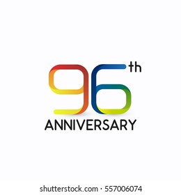 96th anniversary celebration logo,colorful, isolated on white background