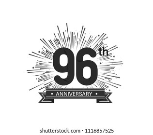 96th anniversary design with firework and ribbon black color for use company celebration 