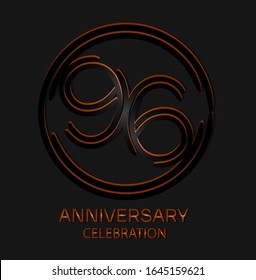 96th Anniversary with elegant black line motifs in circles, anniversary template design for web ,Creative poster, booklet, leaflet, flyer, magazine, invitation card