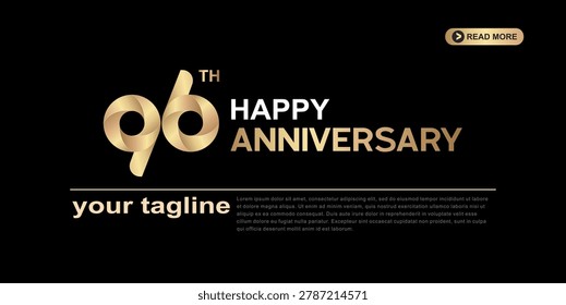 96th anniversary gold corporate logotype with luxury minimal number design