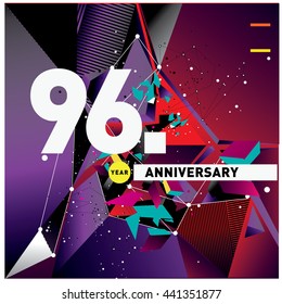 96th anniversary logo with colorful badge and frame. 