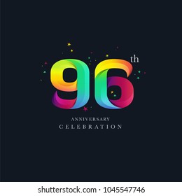 96th Anniversary Logo Design, Number or Digit 96 Icon Vector Template.