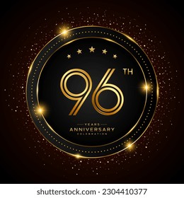 96th anniversary logo with golden color double line style