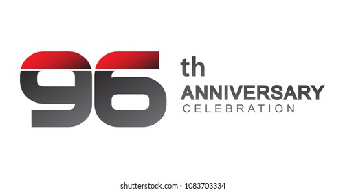 96th anniversary logo red and black design simple isolated on white background for anniversary celebration.
