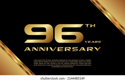 96th Anniversary logotype. Anniversary celebration template design for booklet, leaflet, magazine, brochure poster, banner, web, invitation or greeting card. Vector illustrations.