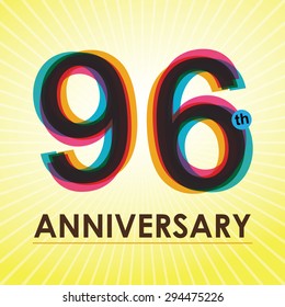 96th Anniversary poster / template design in retro style - Vector Background