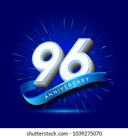 96th Anniversary with ribbon , anniversary template design for web, game , Creative poster, booklet, leaflet, flyer, magazine, invitation card