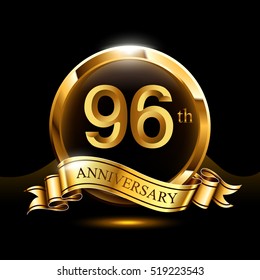 96th golden anniversary logo. with ring and ribbon.