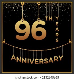 96th years anniversary, vector design for anniversary celebration with gold color on black background, simple and luxury design. logo vector template