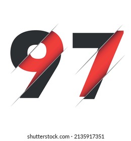 97 9 7 Number Logo Design with a Creative Cut. Creative logo design.
