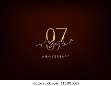  97 Anniversary elegant gold colored isolated on dark background, vector design for celebration, invitation and 