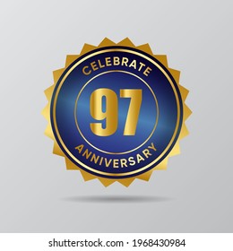 97 Anniversary gold badge luxury style with blue deep