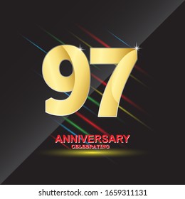 Plantilla vectorial de logotipo de 97 años. Diseño para banner, tarjetas de felicitación o impresión
