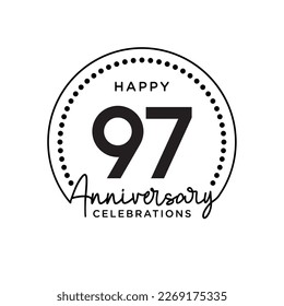 97 concepto, monocromo, diseño para eventos, tarjeta de invitación, tarjeta de saludo, banner, afiche, volante, portada de libro e impresión. Vector Eps10