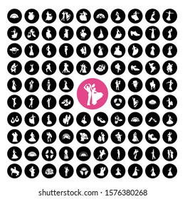 97 Dance White icon vector set